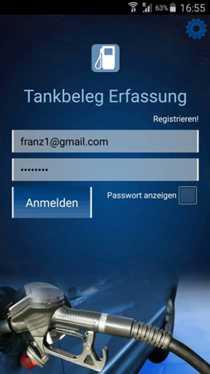 App Formular für Tankbelege